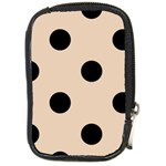 Polka Dots - Black on Pastel Brown Compact Camera Leather Case