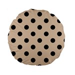 Polka Dots - Black on Pastel Brown Standard 15  Premium Round Cushion