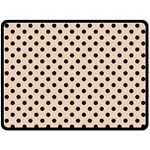 Polka Dots - Black on Pastel Brown Fleece Blanket (Large) (One Side)