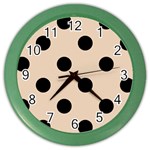 Polka Dots - Black on Pastel Brown Color Wall Clock