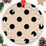 Polka Dots - Black on Pastel Brown Ornament (Round Filigree)