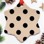 Polka Dots - Black on Pastel Brown Ornament (Snowflake)
