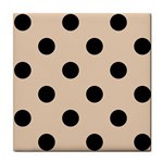 Polka Dots - Black on Pastel Brown Tile Coaster
