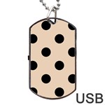 Polka Dots - Black on Pastel Brown Dog Tag USB Flash (One Side)