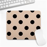 Polka Dots - Black on Pastel Brown Large Mousepad