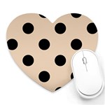 Polka Dots - Black on Pastel Brown Heart Mousepad