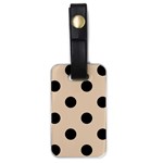 Polka Dots - Black on Pastel Brown Luggage Tag (One Side)