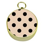 Polka Dots - Black on Pastel Brown Gold Compass