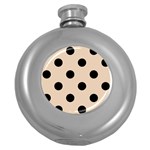 Polka Dots - Black on Pastel Brown Hip Flask (5 oz)