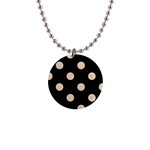 Polka Dots - Pastel Brown on Black 1  Button Necklace