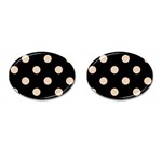 Polka Dots - Pastel Brown on Black Cufflinks (Oval)
