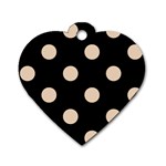 Polka Dots - Pastel Brown on Black Dog Tag Heart (One Side)