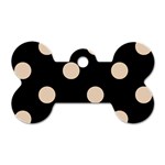 Polka Dots - Pastel Brown on Black Dog Tag Bone (Two Sides)
