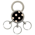 Polka Dots - Pastel Brown on Black 3-Ring Key Chain
