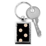 Polka Dots - Pastel Brown on Black Key Chain (Rectangle)