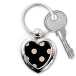 Polka Dots - Pastel Brown on Black Key Chain (Heart)