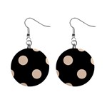 Polka Dots - Pastel Brown on Black 1  Button Earrings