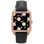 Polka Dots - Pastel Brown on Black Rose Gold Leather Watch