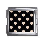Polka Dots - Pastel Brown on Black Mega Link Italian Charm (18mm)
