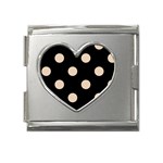 Polka Dots - Pastel Brown on Black Mega Link Heart Italian Charm (18mm)
