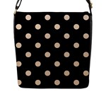 Polka Dots - Pastel Brown on Black Flap Closure Messenger Bag (L)