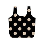 Polka Dots - Pastel Brown on Black Full Print Recycle Bag (S)