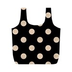 Polka Dots - Pastel Brown on Black Full Print Recycle Bag (M)