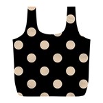 Polka Dots - Pastel Brown on Black Full Print Recycle Bag (L)