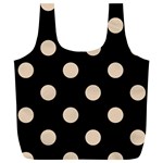 Polka Dots - Pastel Brown on Black Full Print Recycle Bag (XL)