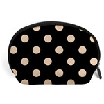 Polka Dots - Pastel Brown on Black Accessory Pouch (Large)
