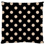 Polka Dots - Pastel Brown on Black Large Flano Cushion Case (Two Sides)