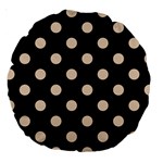 Polka Dots - Pastel Brown on Black Large 18  Premium Round Cushion