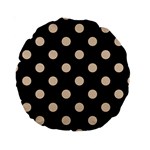 Polka Dots - Pastel Brown on Black Standard 15  Premium Round Cushion
