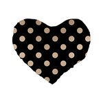 Polka Dots - Pastel Brown on Black Standard 16  Premium Heart Shape Cushion