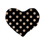 Polka Dots - Pastel Brown on Black Standard 16  Premium Flano Heart Shape Cushion