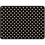 Polka Dots - Pastel Brown on Black Double Sided Fleece Blanket (Large) (Two Sides)