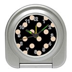Polka Dots - Pastel Brown on Black Desk Alarm Clock