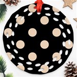 Polka Dots - Pastel Brown on Black Round Filigree Ornament (Two Sides)