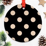 Polka Dots - Pastel Brown on Black Round Ornament (Two Sides)