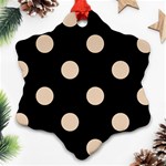 Polka Dots - Pastel Brown on Black Ornament (Snowflake)