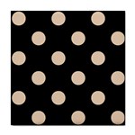 Polka Dots - Pastel Brown on Black Tile Coaster