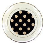 Polka Dots - Pastel Brown on Black Porcelain Plate