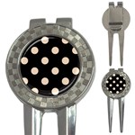 Polka Dots - Pastel Brown on Black 3-in-1 Golf Divot