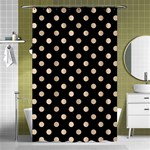 Polka Dots - Pastel Brown on Black Shower Curtain 48  x 72  (Small)