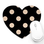 Polka Dots - Pastel Brown on Black Heart Mousepad