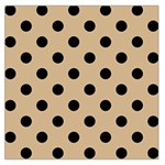 Polka Dots - Black on Tan Brown Large Satin Scarf (Square)