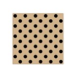 Polka Dots - Black on Tan Brown Satin Bandana Scarf