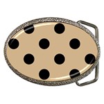 Polka Dots - Black on Tan Brown Belt Buckle