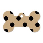 Polka Dots - Black on Tan Brown Dog Tag Bone (Two Sides)
