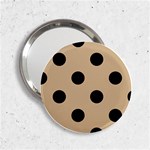 Polka Dots - Black on Tan Brown 2.25  Handbag Mirror